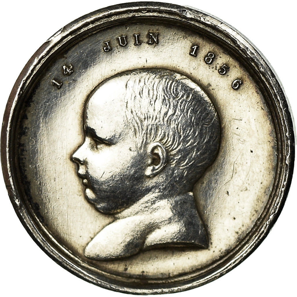 Francia, medalla, Naissance de Napoléon IV, Quinaire, 1856, EBC, Plata