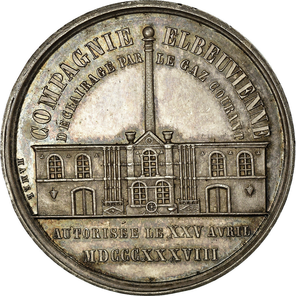 France, Jeton, Compagnie Elbeuvienne d'Eclairage par le Gaz, Normandie, 1838
