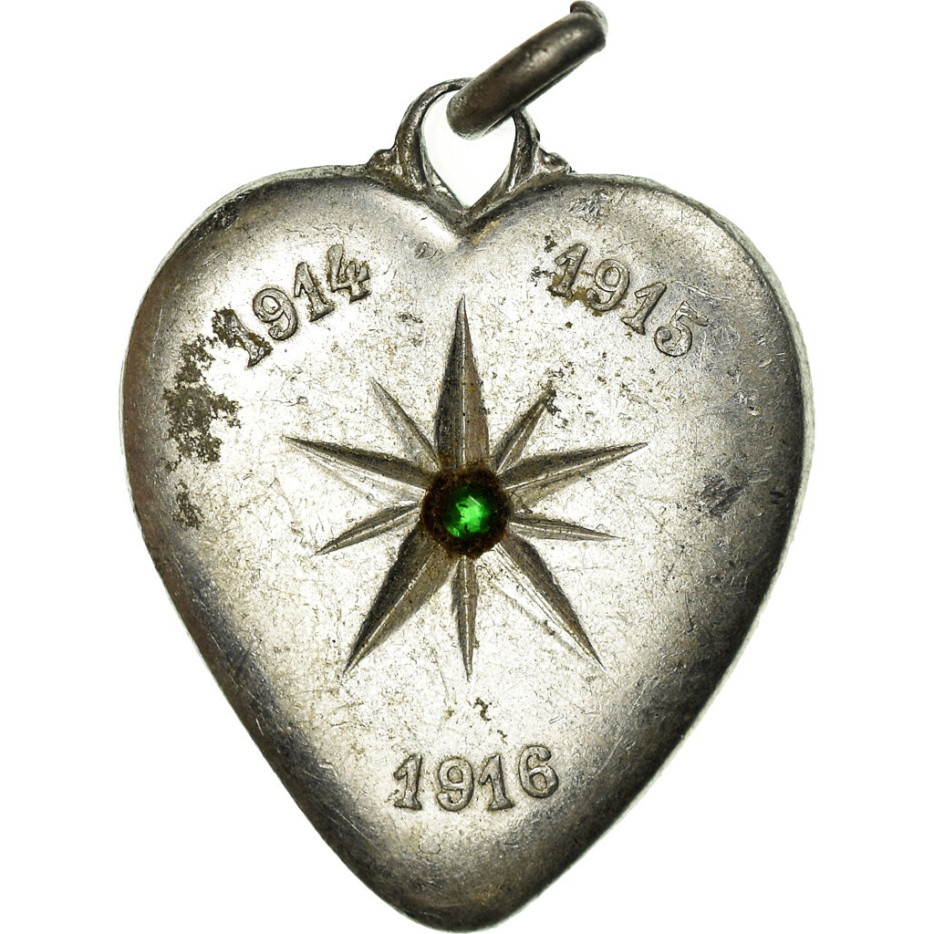 France, Medal, Pendentif Coeur 1ère Guerre Mondiale, 1914-1916, EF(40-45)