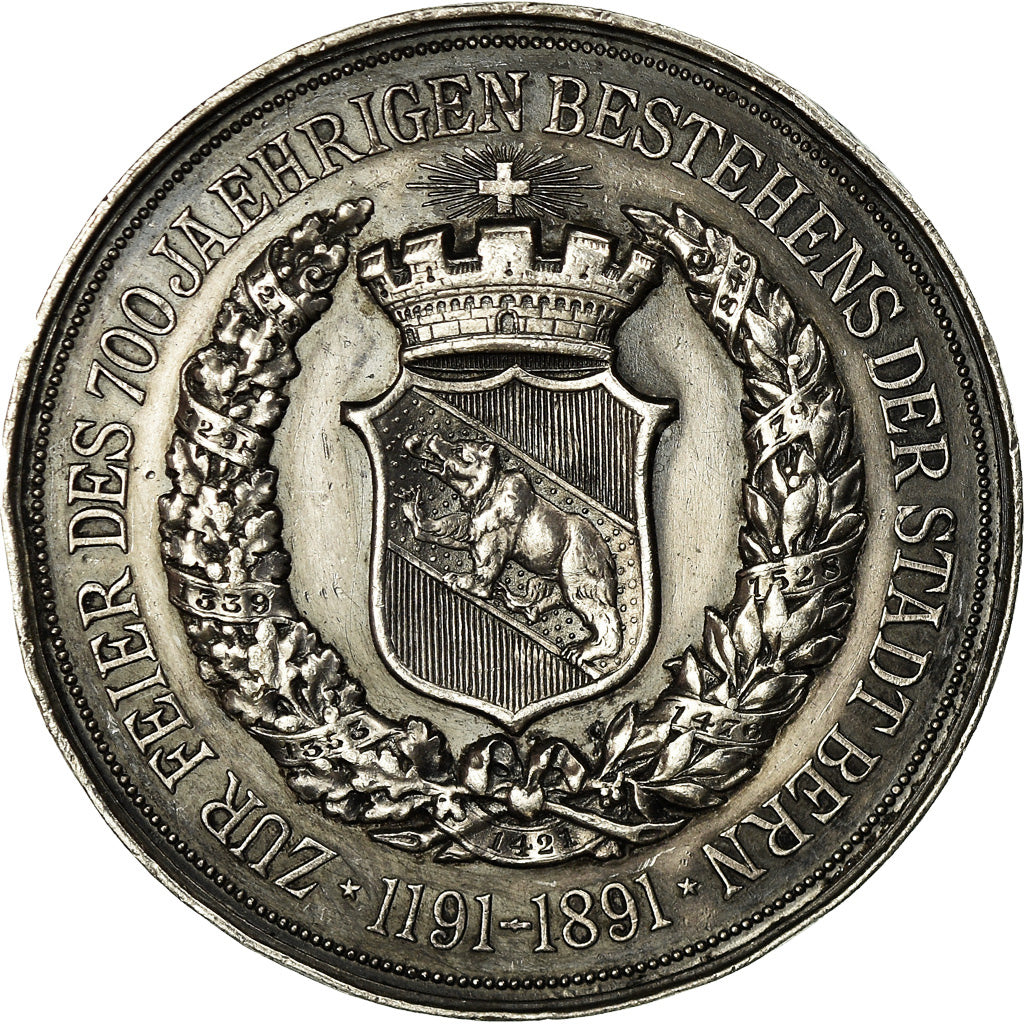 Switzerland, Medal, 700 Ans de la Ville de Berne, 1891, AU(55-58), Silver