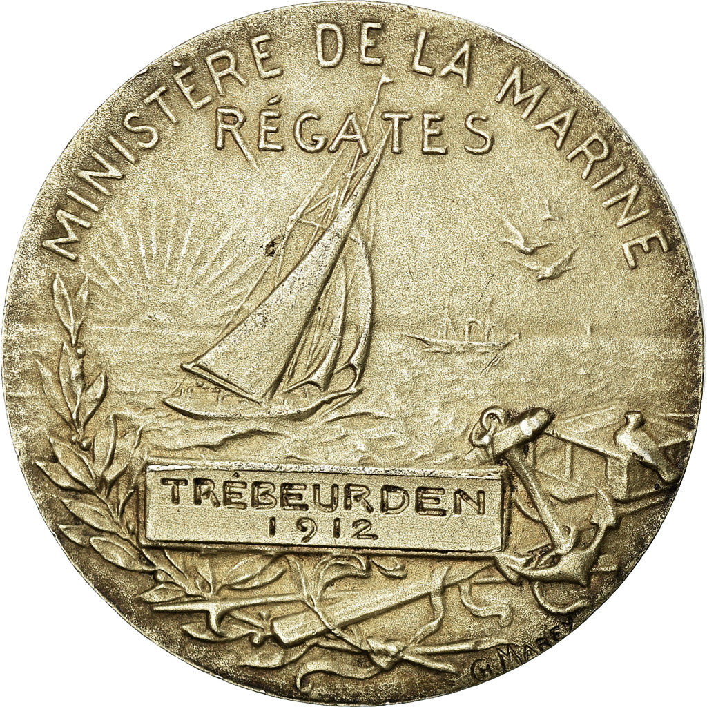 Frankrijk, Medaille, Ministère de la Marine, Régates, Shipping, 1912, Marey