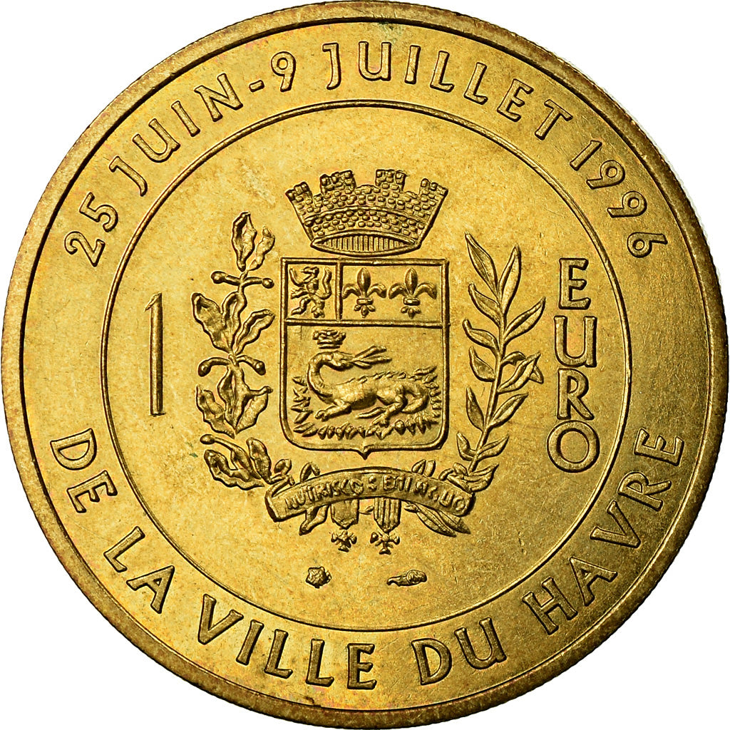 France, Medal, 1 Euro de la Ville du Havre, Pont de Normandie, 1996, MS(65-70)