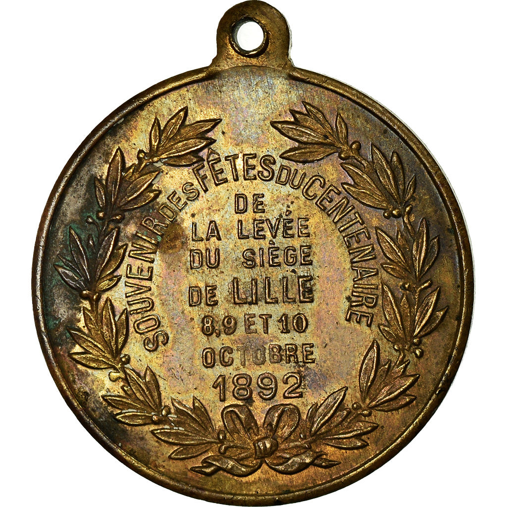 Frankrijk, Medaille, Centenaire de la levée du siège de Lille, History, 1892
