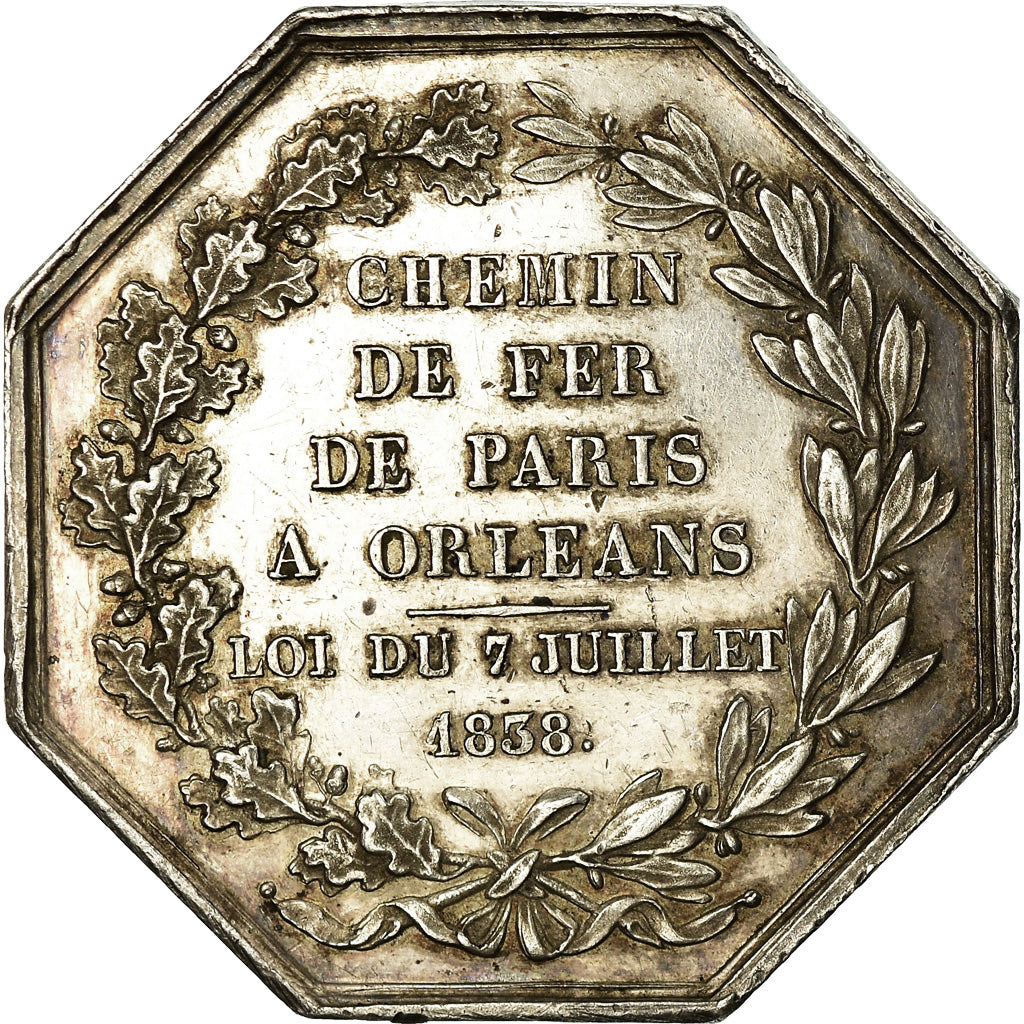 France, Token, Chemin de fer de Paris à Orléans, 1838, Bovy, AU(55-58), Silver