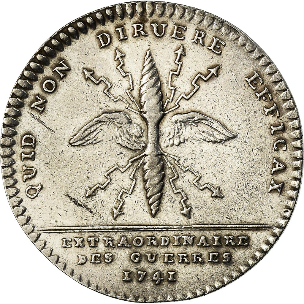 France, Jeton, Louis XV, Extraordinaire des Guerres, 1741, TTB+, Argent