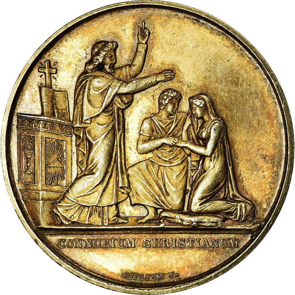 Francia, medalla, Noces, Mariage, Religion, Gayrard, EBC+, Oro vermeil