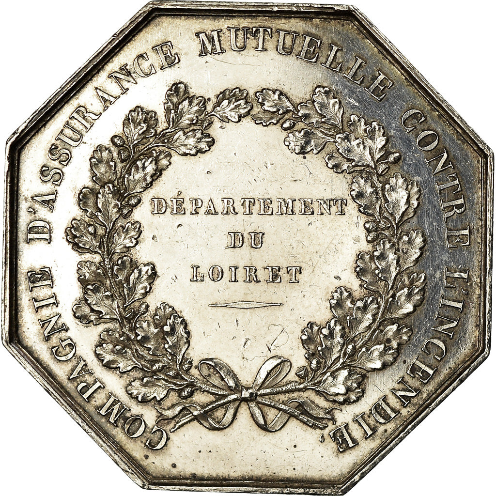 France, Token, Insurance, Incendie, Loiret, 1820, AU(55-58), Silver