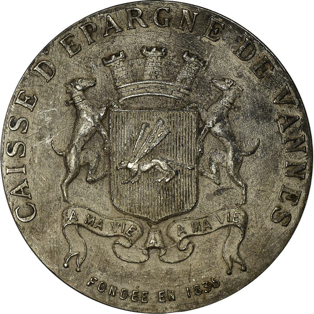 Frankrijk, Token, Savings Bank, Caisse d'Epargne de Vannes, 1835, ZF+, Zilver