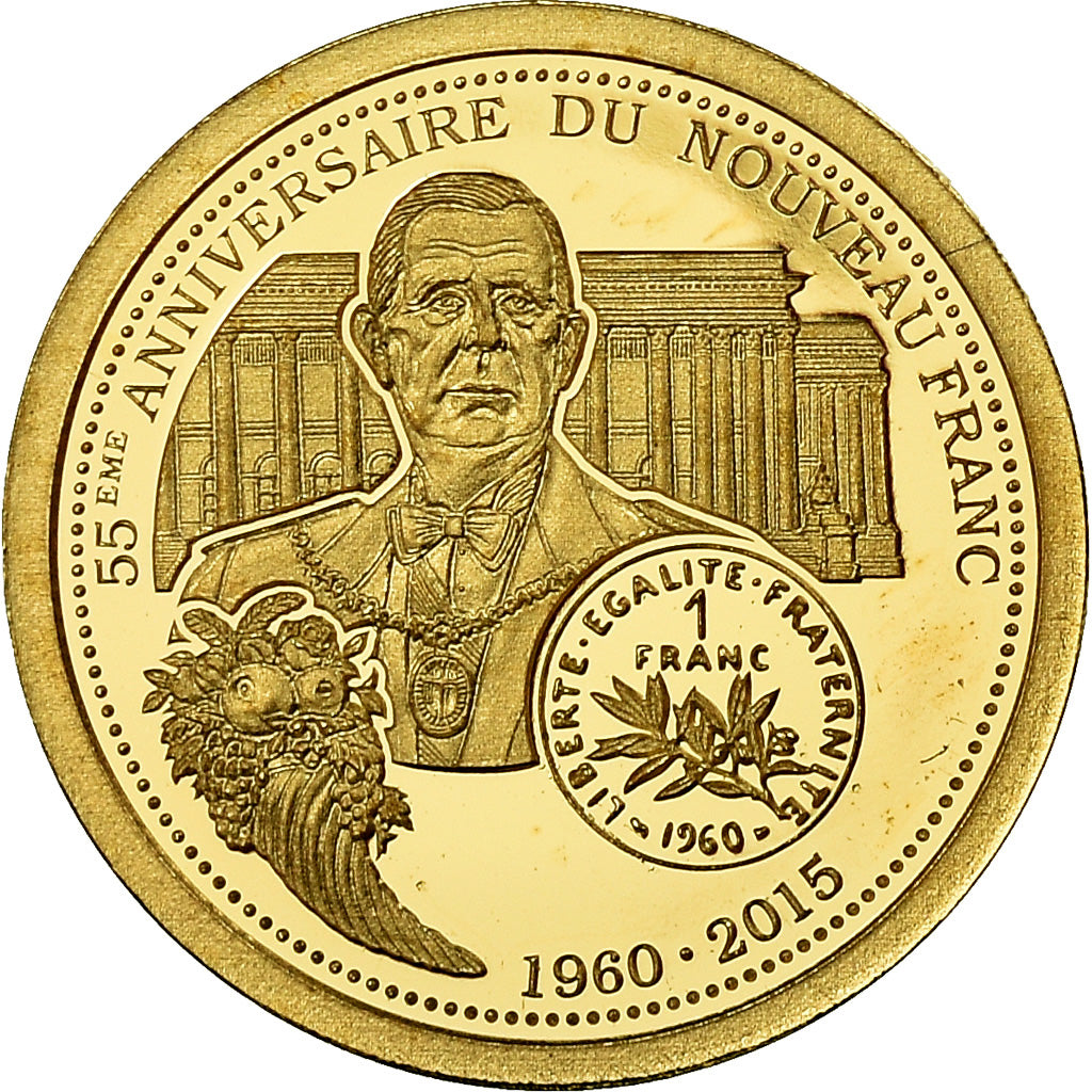 France, Medal, Nouveau Franc De Gaulle, History, MS(65-70), Gold