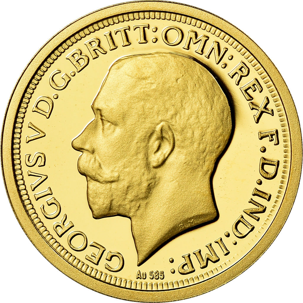 France, Medal, Réplique Souverain Georges V, MS(65-70), Gold