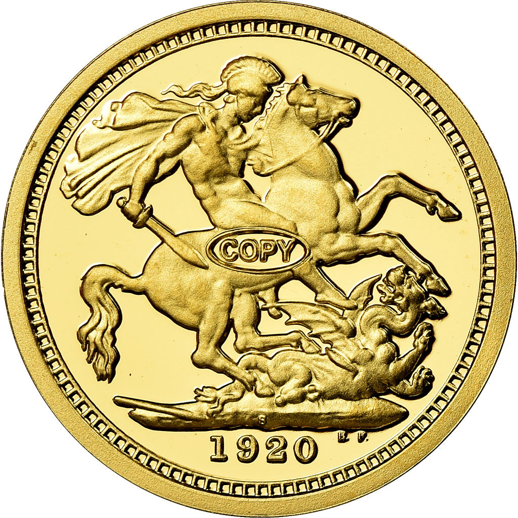 France, Medal, Réplique Souverain Georges V, MS(65-70), Gold