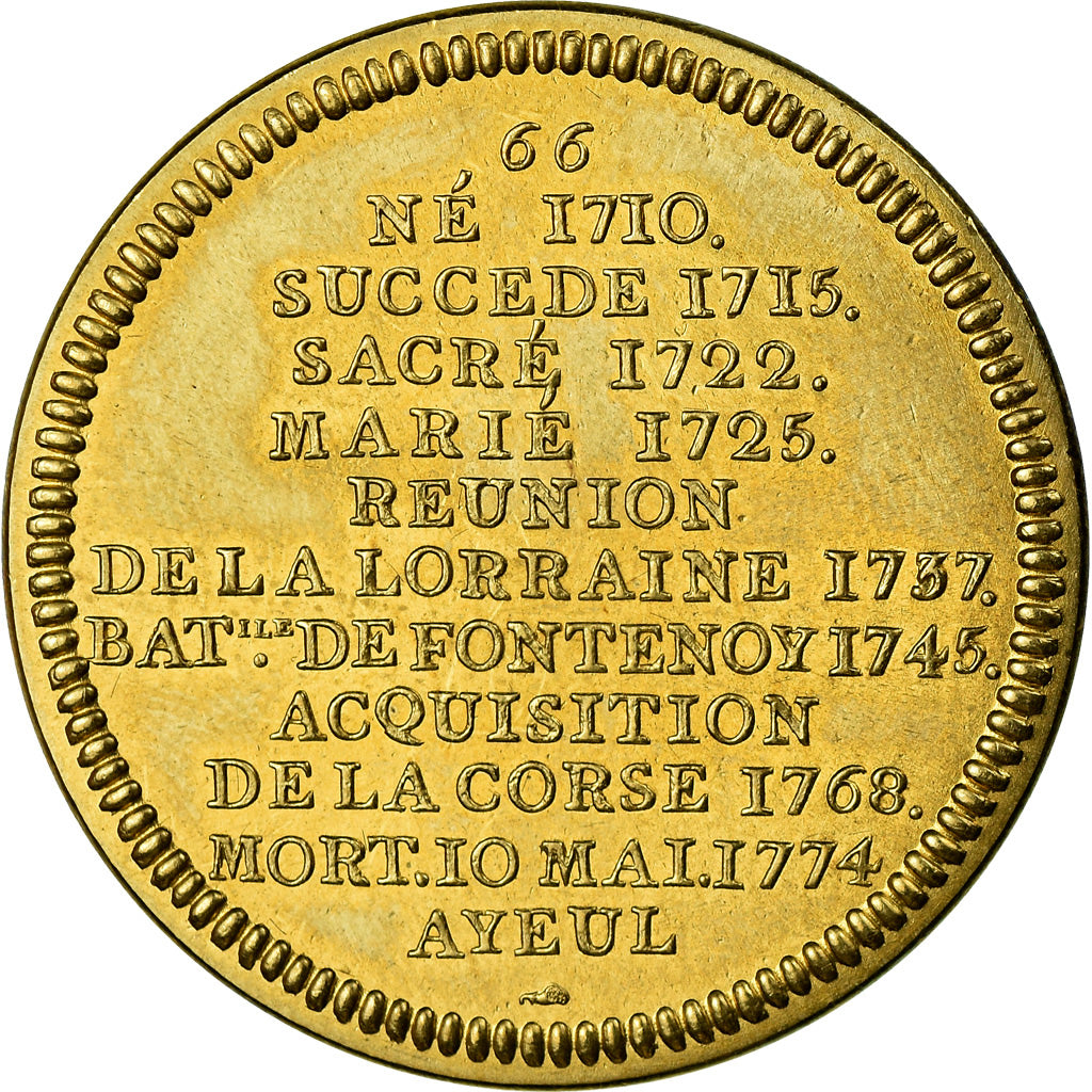 Francja, Medal, Roi de France, Louis XV, Historia, Piéfort, MS(65-70)