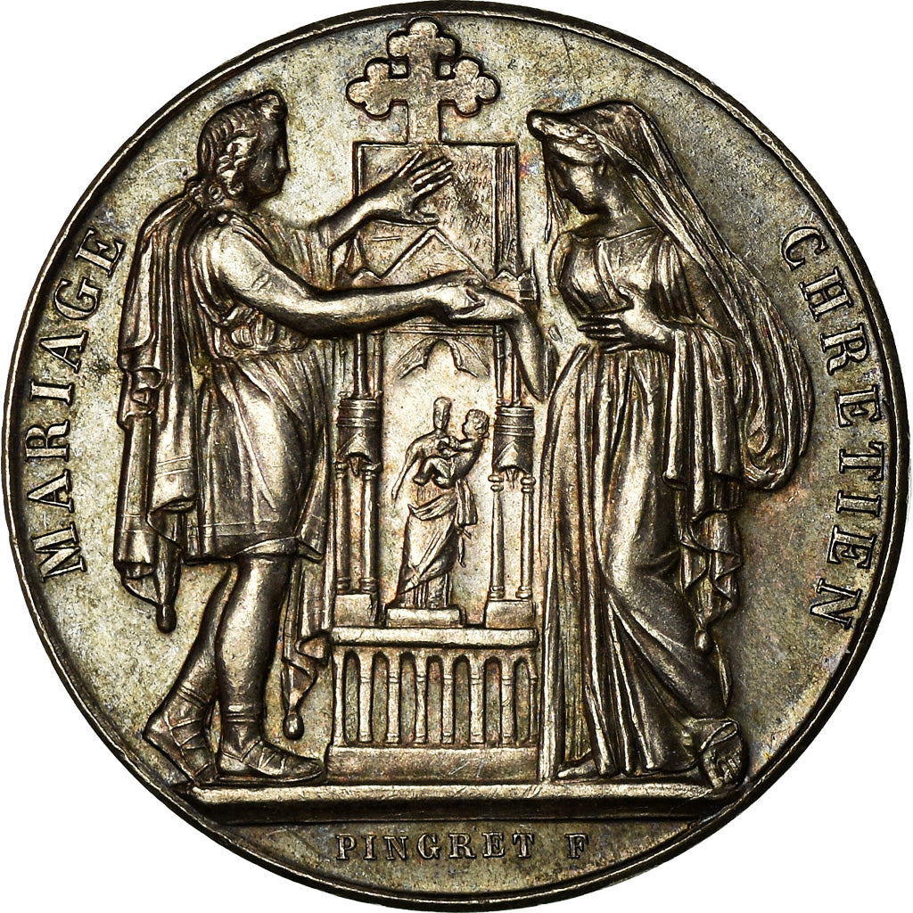France, Médaille, Mariage Chrétien, Religions & beliefs, Petit, SUP+, Argent