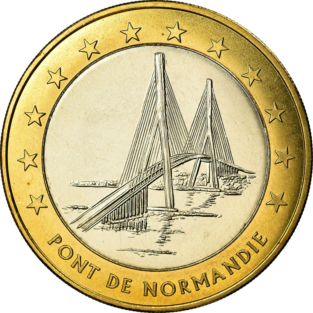Francia, medaglia, 10 Euro, Ville du Havre, Pont de Normandie, 1996, FDC