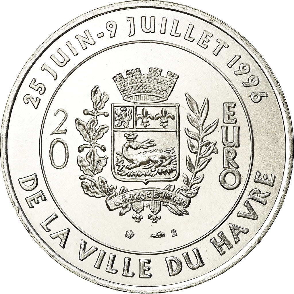 France, Médaille, 20 Euro, Ville du Havre, Pont de Normandie, 1996, FDC, Argent