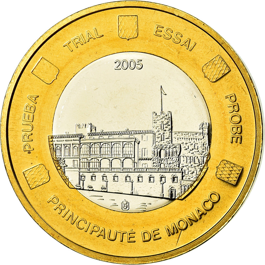 Monaco, Médaille, 1 E, Essai-Trial, 2005, FDC, Bi-Metallic