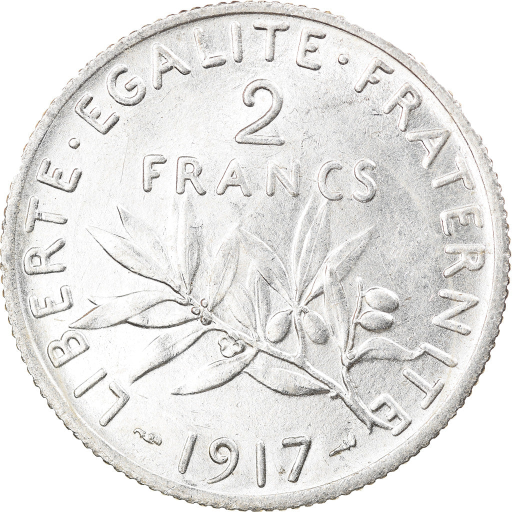 Monnaie, France, Semeuse, 2 Francs, 1917, Paris, SUP, Argent, Gadoury:532