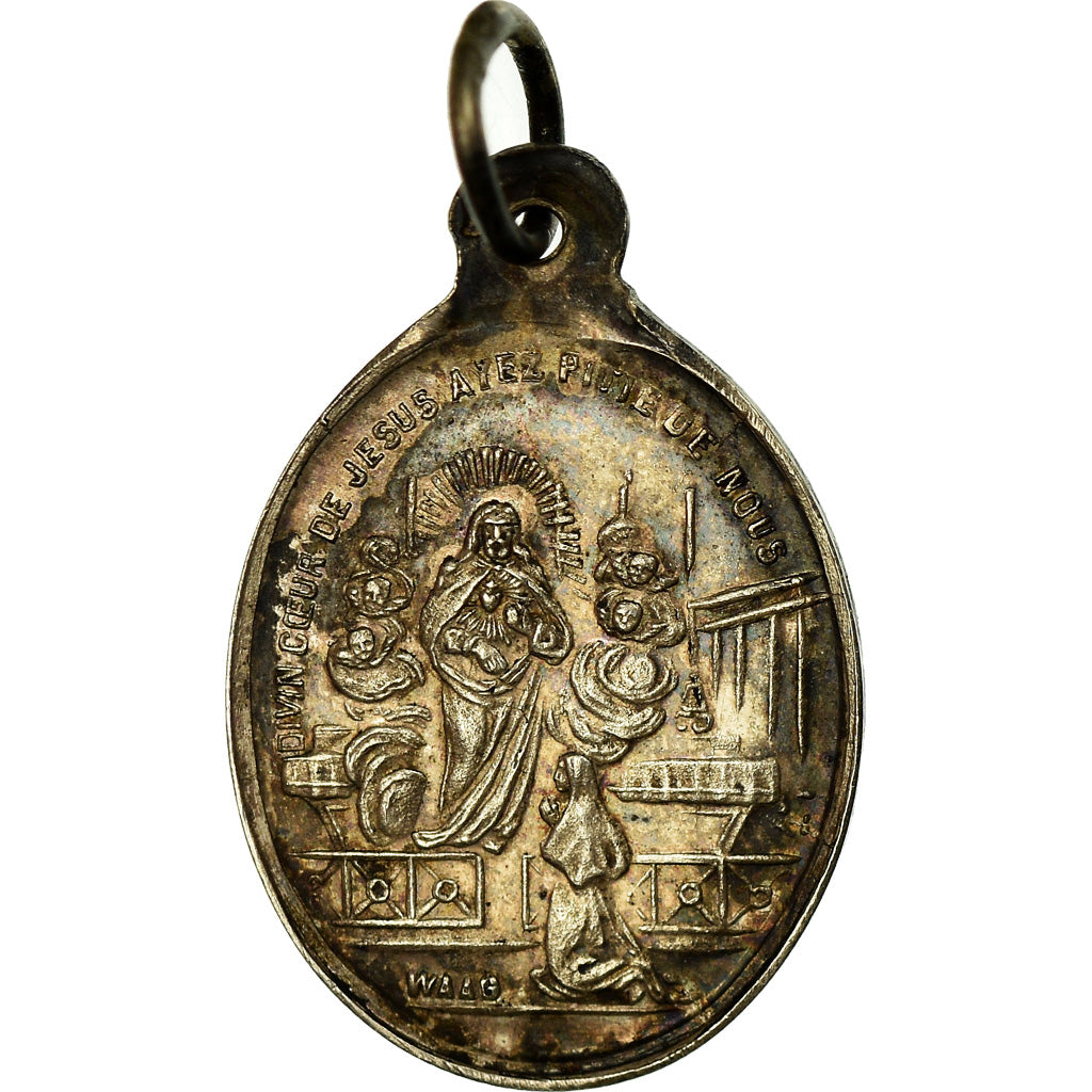 France, Medal, Le Coeur de Jésus, Religions & beliefs, Waag, AU(55-58), Silver