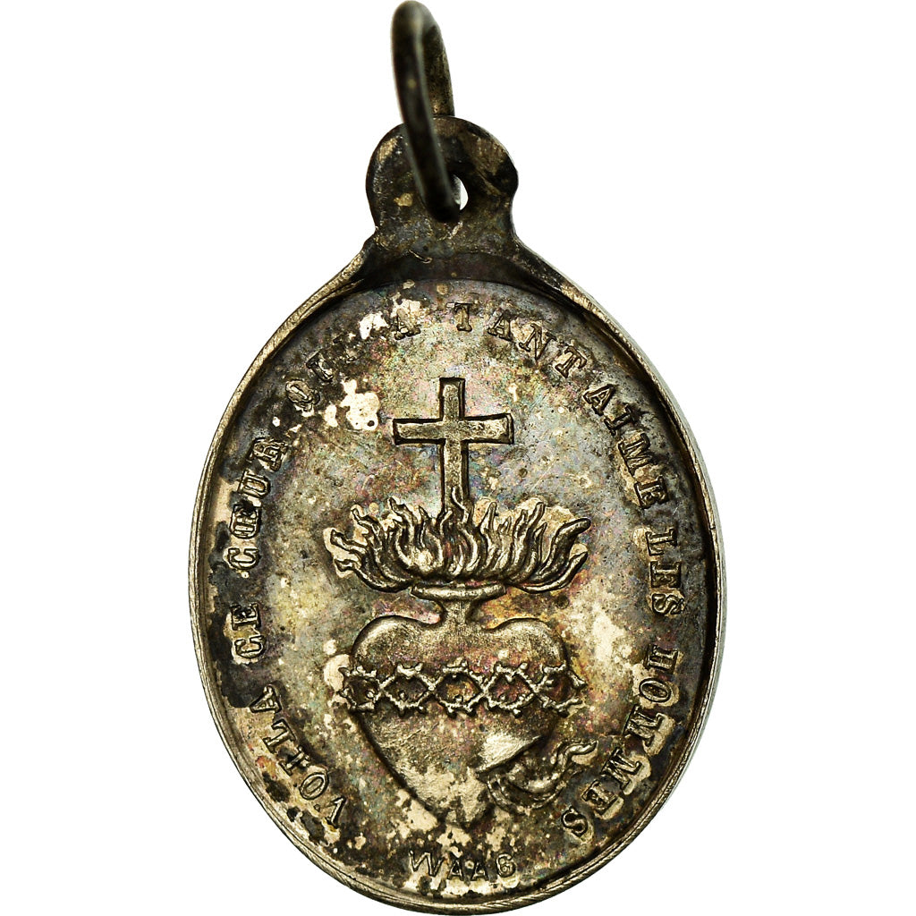 France, Medal, Le Coeur de Jésus, Religions & beliefs, Waag, AU(55-58), Silver