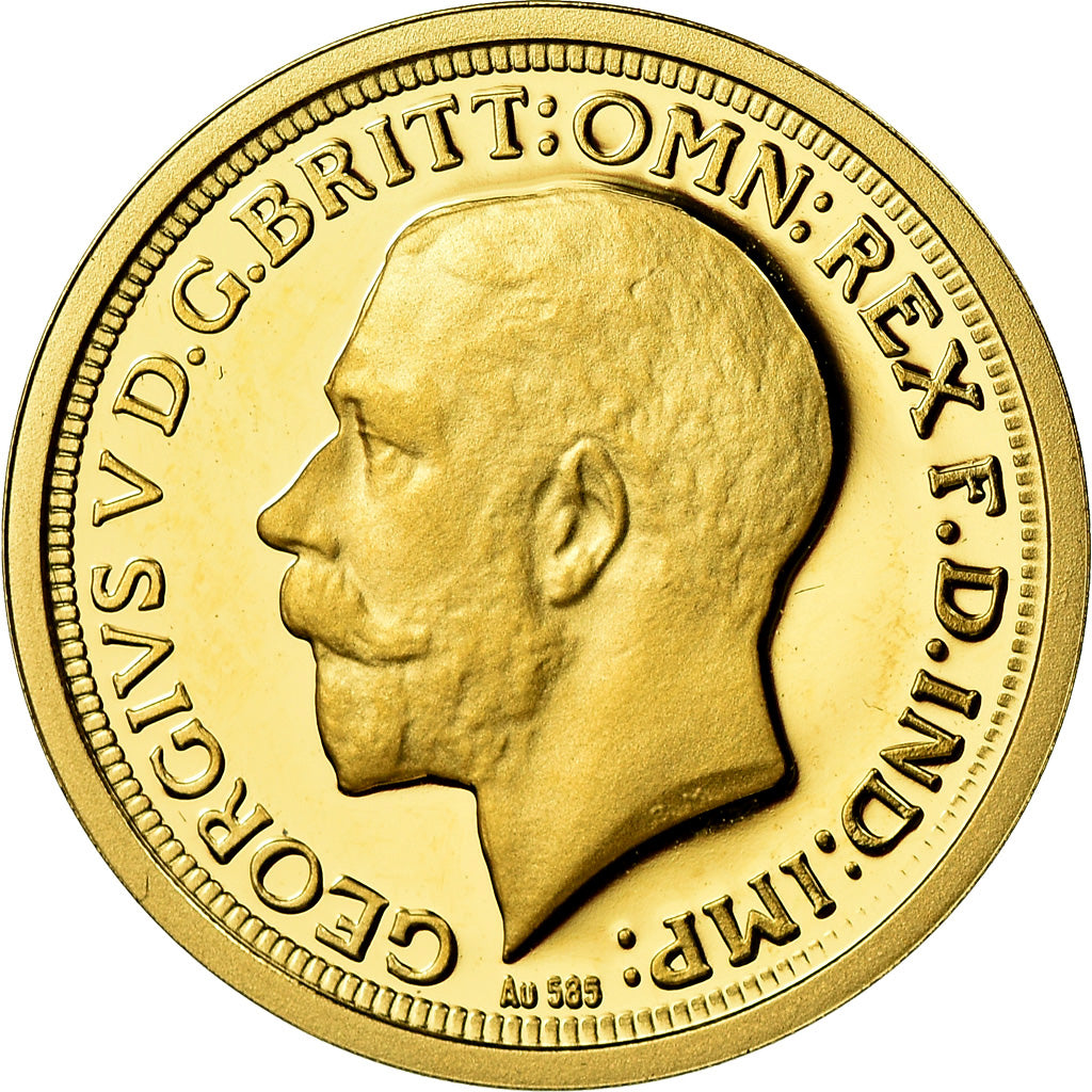 France, Medal, Réplique Souverain Georges V, MS(65-70), Gold