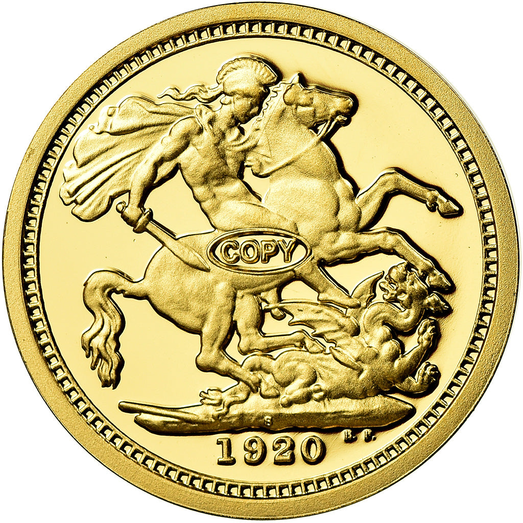 France, Medal, Réplique Souverain Georges V, MS(65-70), Gold