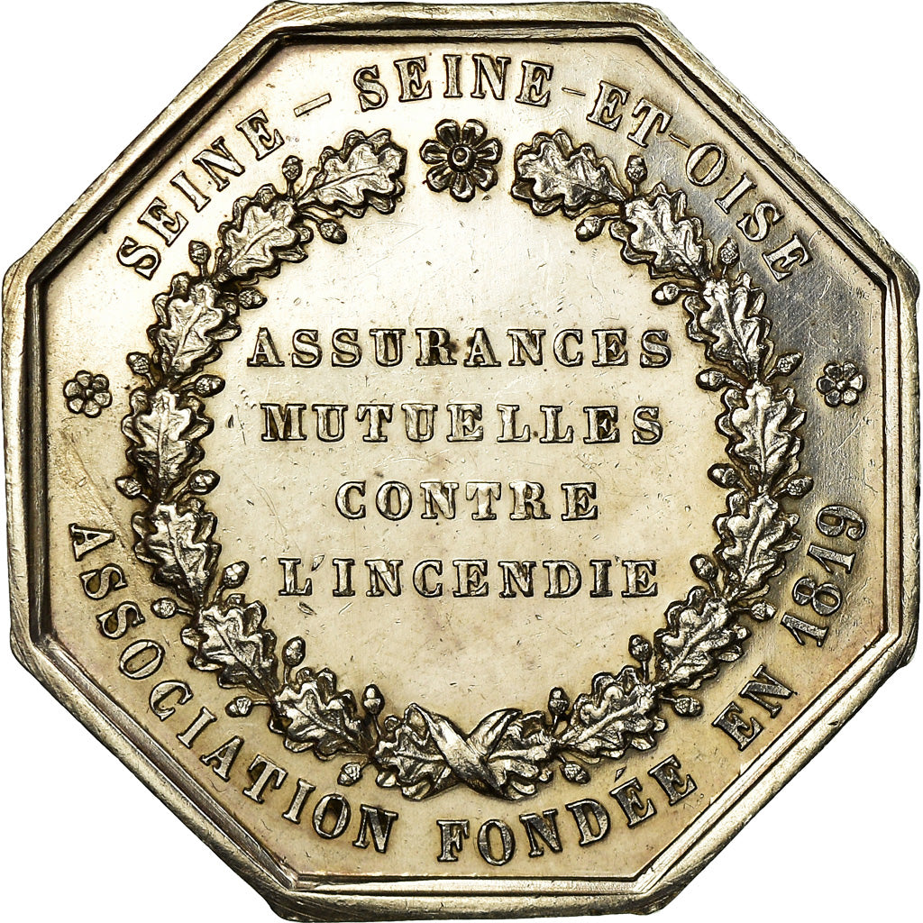 Frankrijk, Token, Insurance, Seine et Oise, Incendie, 1819, Barre, PR, Zilver