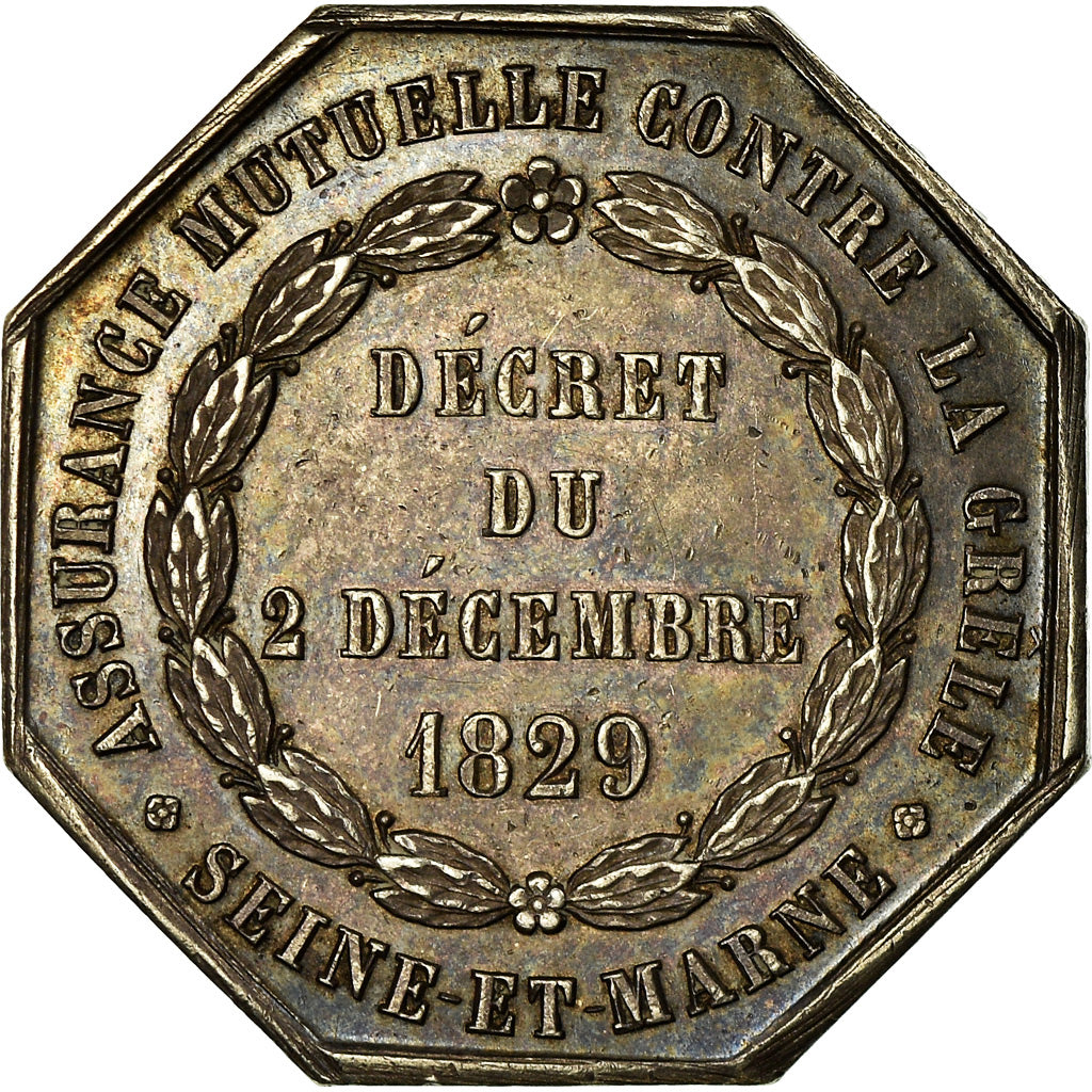 France, Jeton, Insurance, Mutuelle contre La Grêle, Seine-et-Marne, 1829