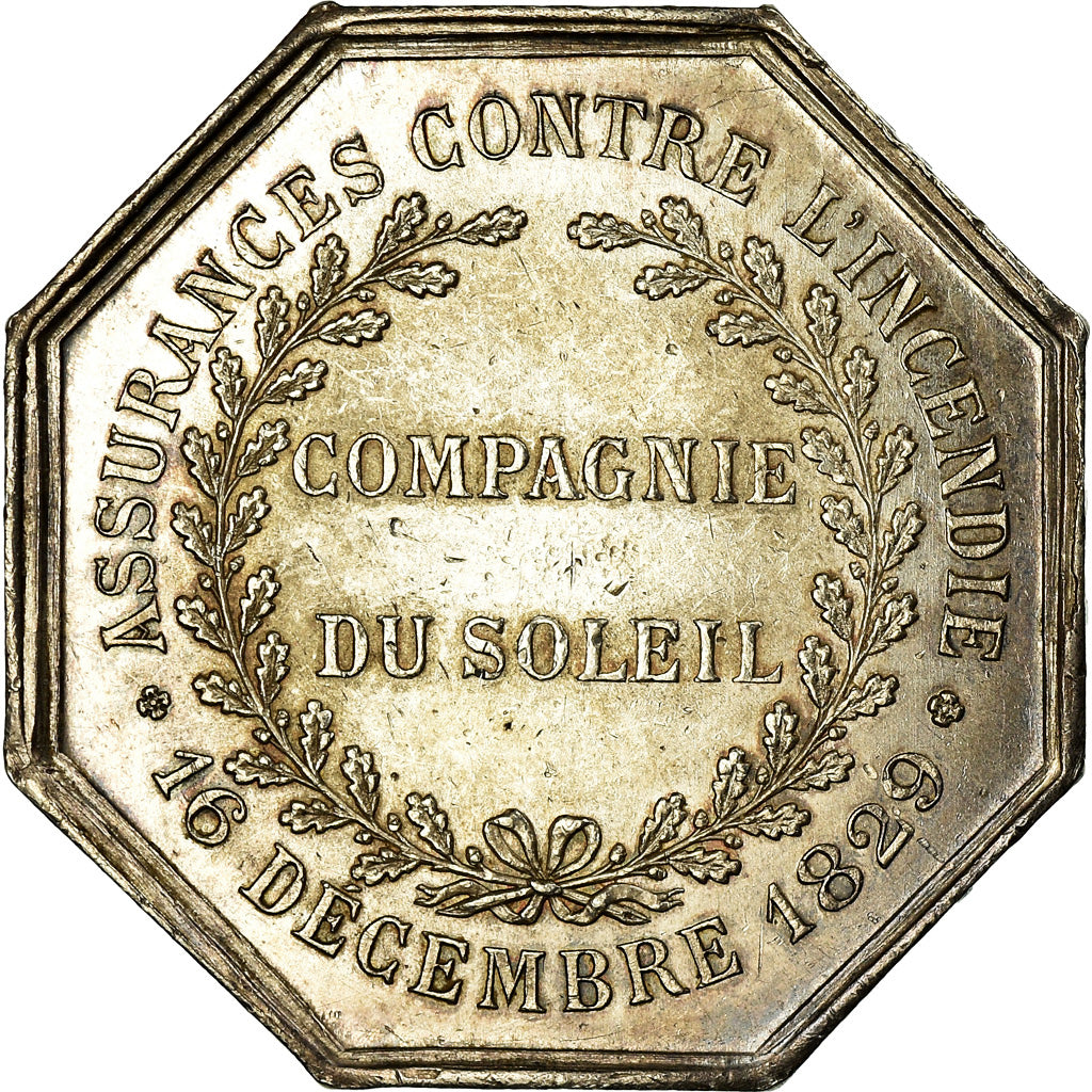 France, Token, Insurance, Compagnie du Soleil, Incendie, 1829, AU(55-58)