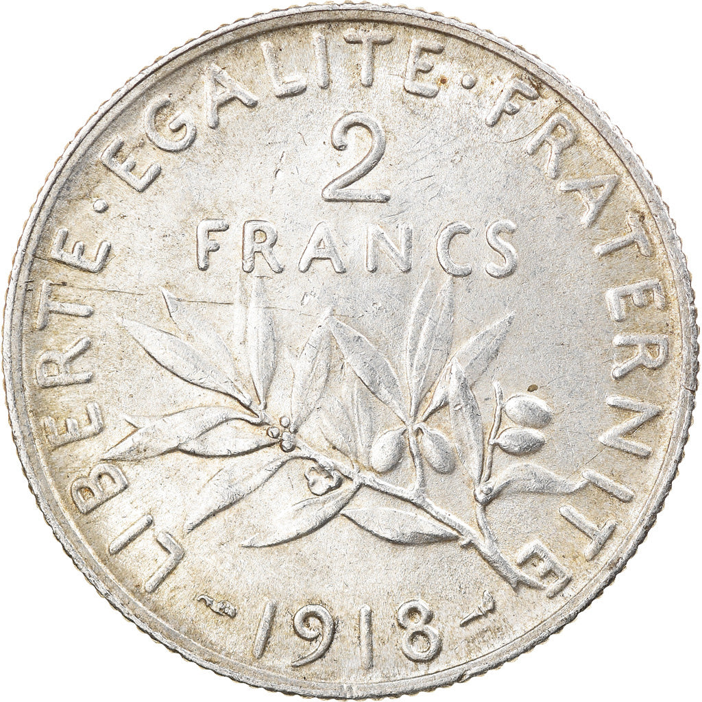 Monnaie, France, Semeuse, 2 Francs, 1918, Paris, SUP, Argent, Gadoury:532