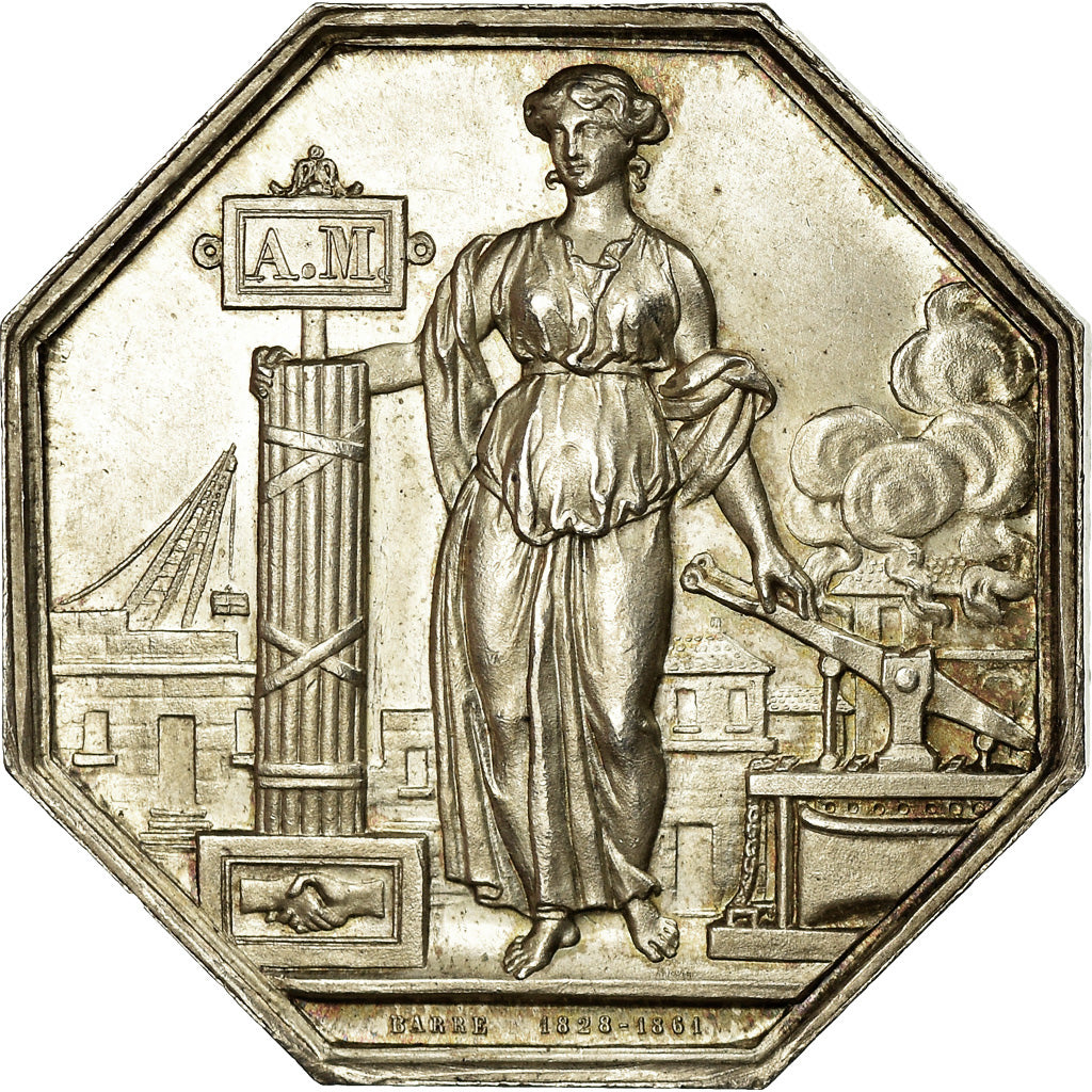 France, Token, Insurance, Seine et Oise, Incendie, 1819, Barre, MS(63), Silver