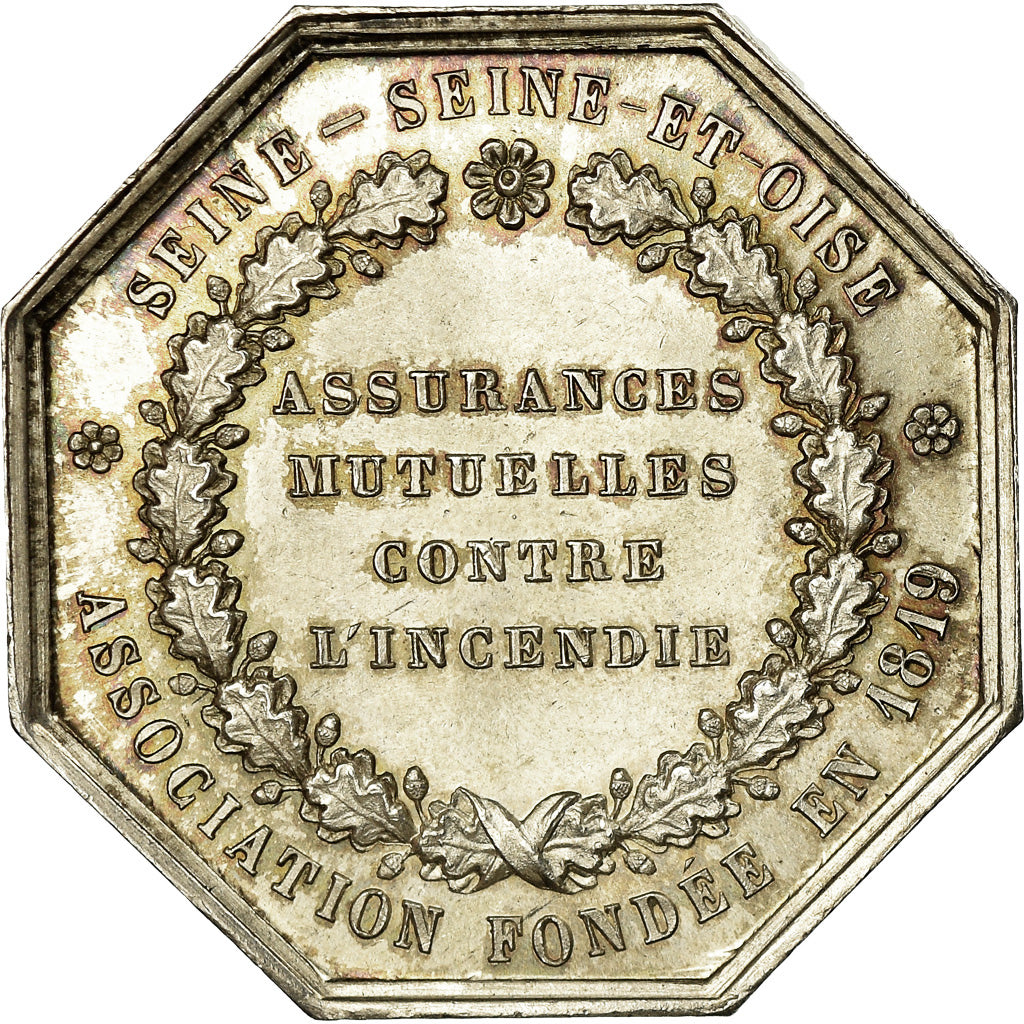 France, Token, Insurance, Seine et Oise, Incendie, 1819, Barre, MS(63), Silver