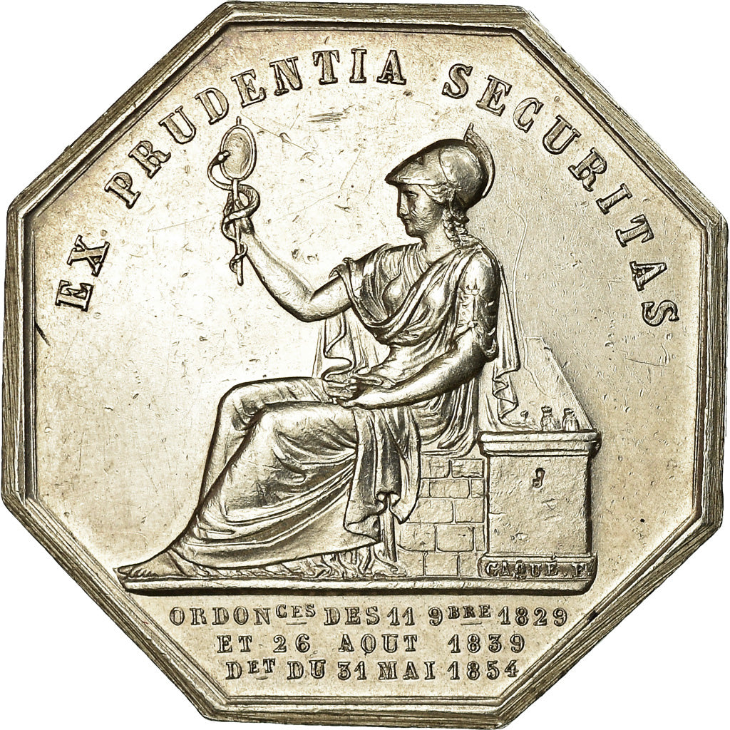 France, Token, Insurance, Mutuelle de l'Indre, Incendie, 1854, Caqué