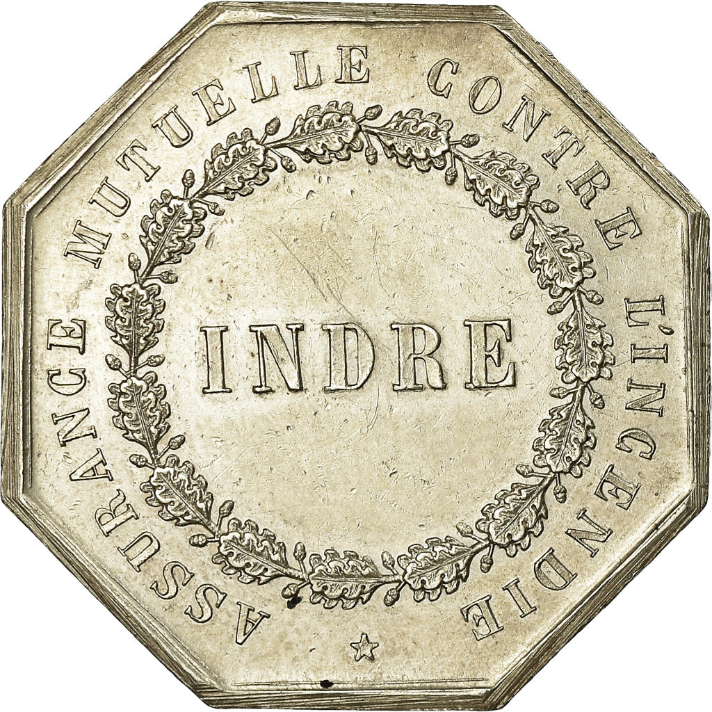 France, Token, Insurance, Mutuelle de l'Indre, Incendie, 1854, Caqué