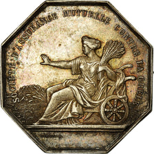 France, Token, Insurance, La Garantie Agricole, 1854, Caqué, AU(55-58), Silver
