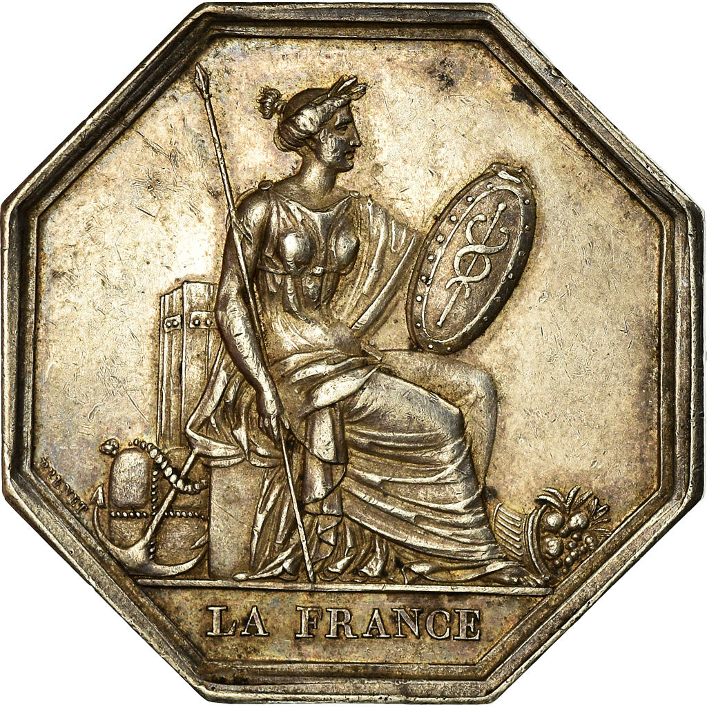 France, Token, Insurance, La France, Incendie, 1837, Brenet, AU(55-58), Silver