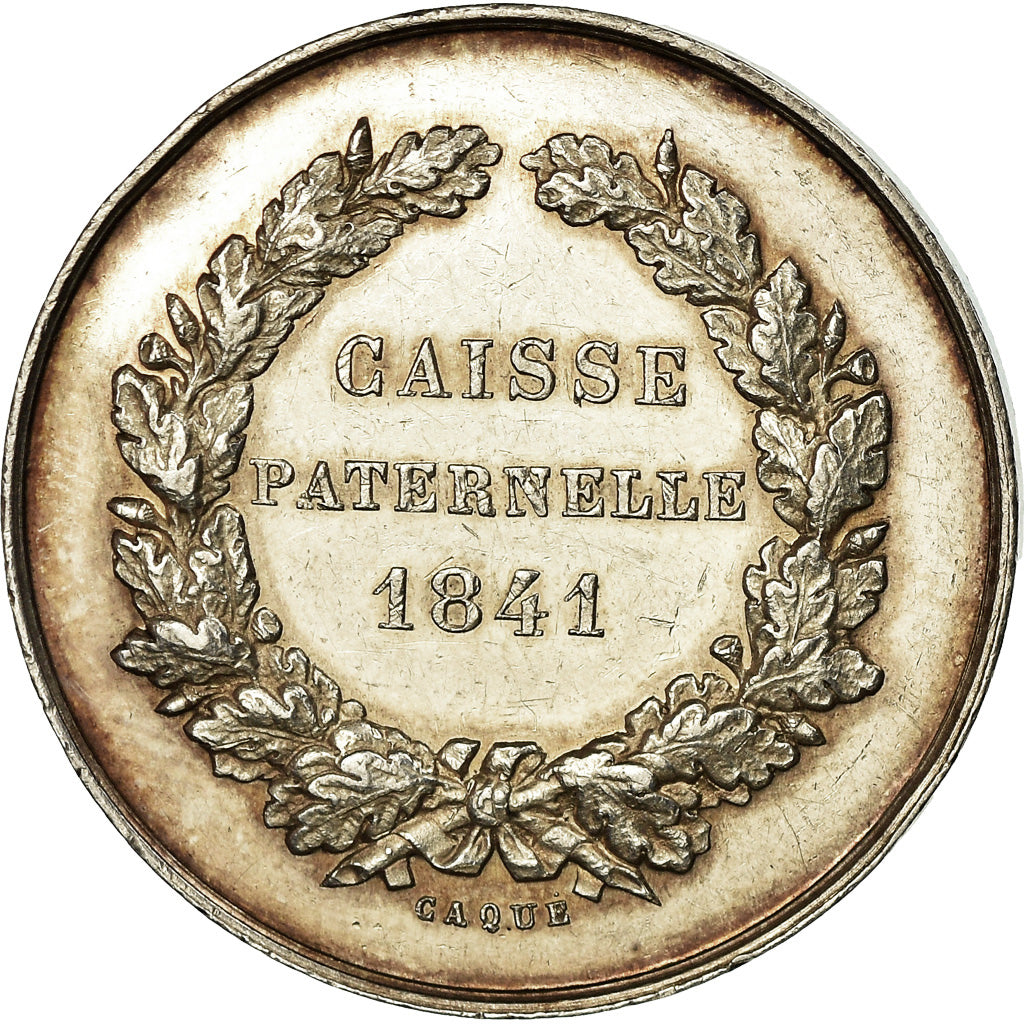 France, Token, Insurance, Caisse Paternelle, 1841, Caqué, AU(55-58), Silver