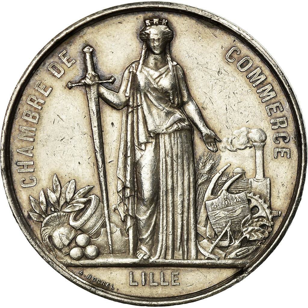 France, Medal, Napoléon III, Chambre de Commerce de Lille, Caqué, AU(55-58)