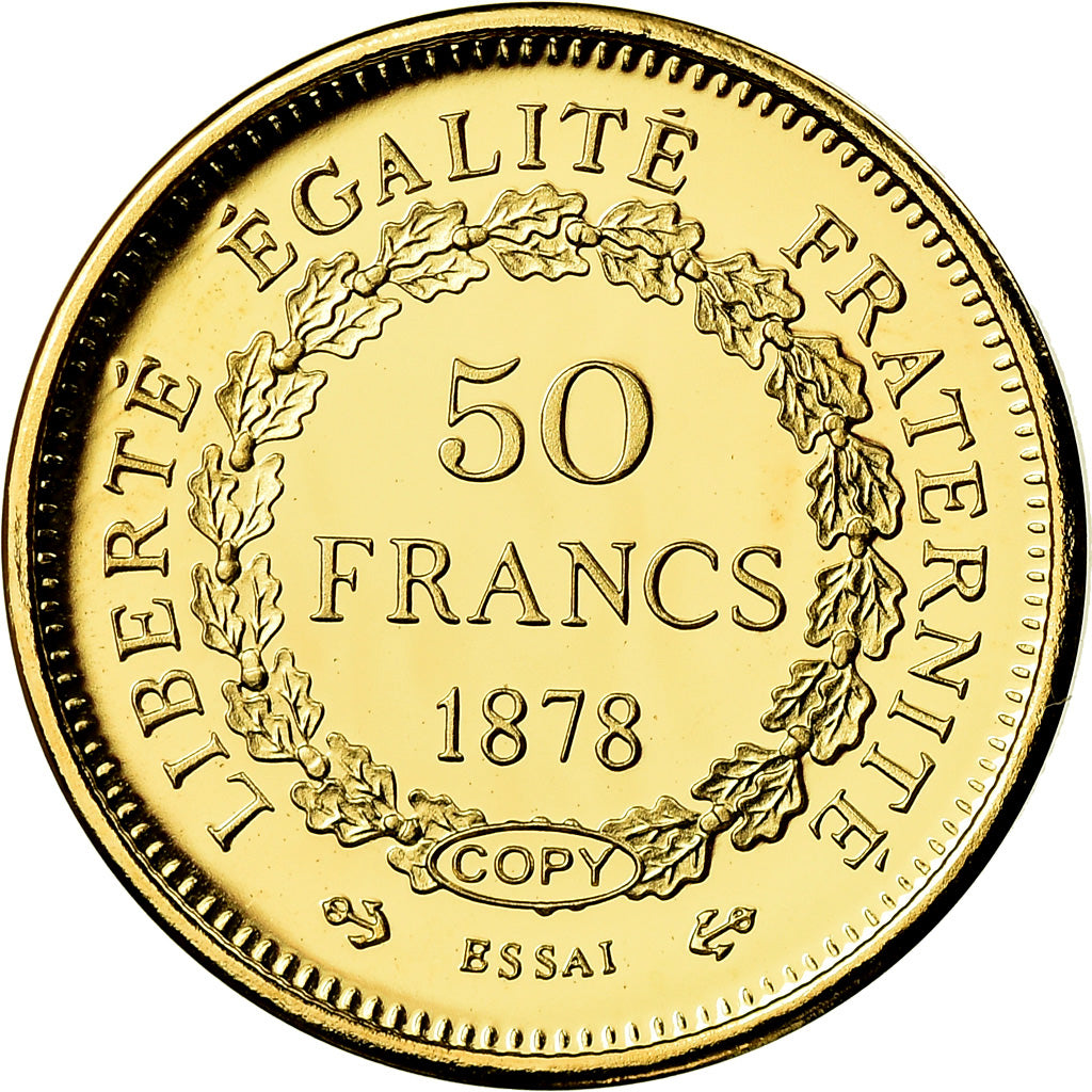 France, Médaille, Réplique Essai 50 Francs Génie, 1878, FDC, Or