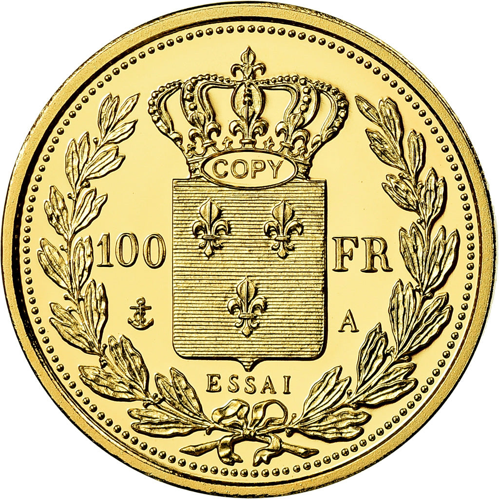 France, Medal, Reproduction, 100 Francs Essai, Charles X, MS(65-70), Gold