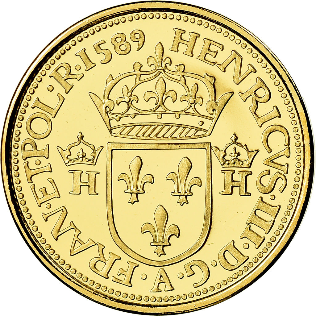 France, Médaille, Réplique Ecu d'or Compiègne, History, Henri III, FDC, Or