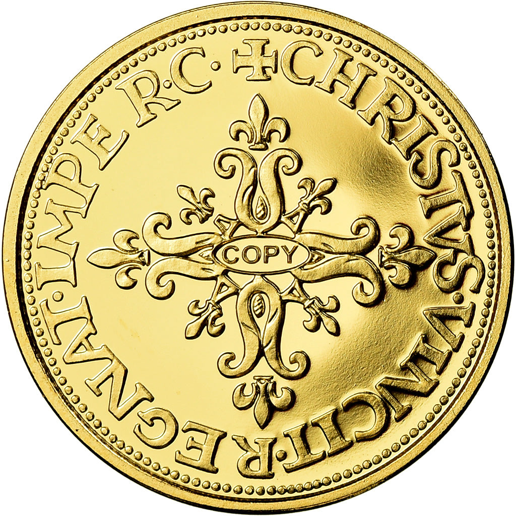 France, Médaille, Réplique Ecu d'or Compiègne, History, Henri III, FDC, Or