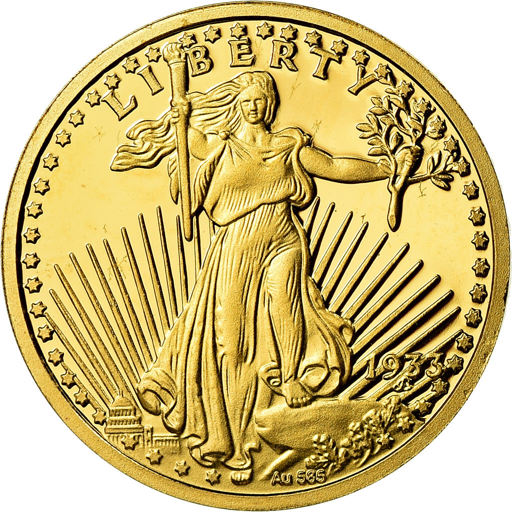 France, Medal, Réplique de la 20 Dollars Gold Eagle, History, MS(65-70), Gold