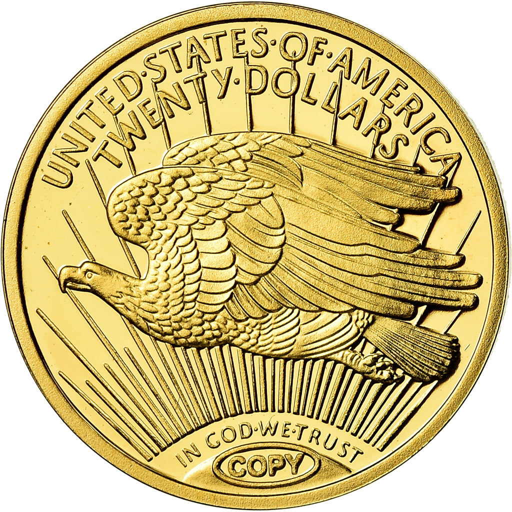 France, Medal, Réplique de la 20 Dollars Gold Eagle, History, MS(65-70), Gold