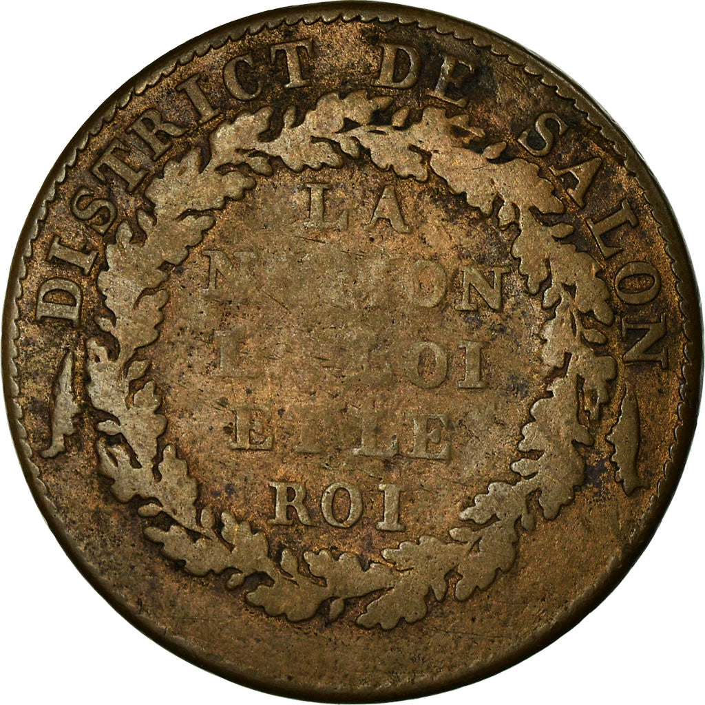 France, Token, Louis XVI, District de Salon, Uniface, History, VF(20-25), Bronze