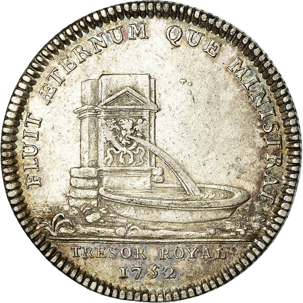 Francja, Token, Louis XV, Trésor Royal, Historia, 1752, AU(50-53), Srebro