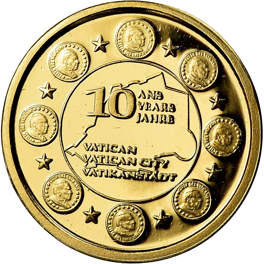 Vaticano, medaglia, 10 ans de l'Euro, 2009, FDC, Oro