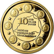 Vaticano, medaglia, 10 ans de l'Euro, 2009, FDC, Oro
