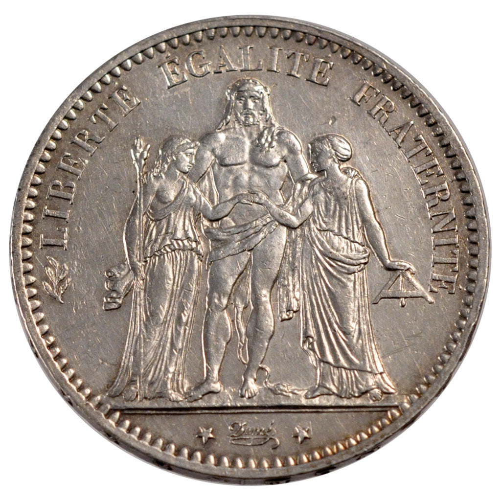 FRANCE, Hercule, 5 Francs, 1876, Paris, KM #820.1, EF(40-45), Silver, Gadoury...