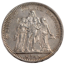 FRANCE, Hercule, 5 Francs, 1876, Paris, KM #820.1, EF(40-45), Silver, Gadoury...