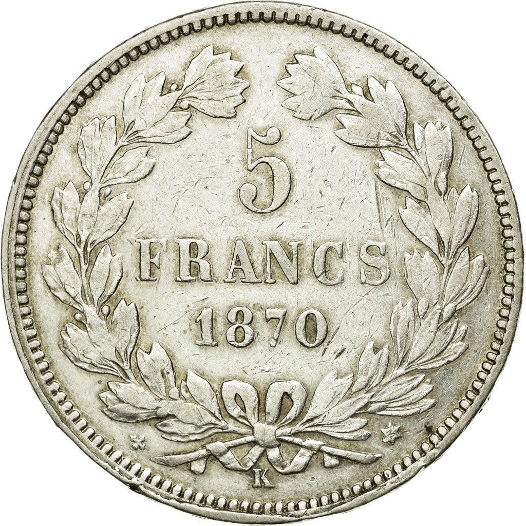 Monnaie, France, Cérès, 5 Francs, 1870, Bordeaux, TTB, Argent, KM:818.2